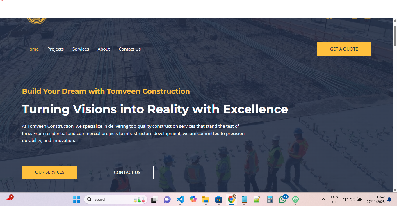 Tomveen Construction website